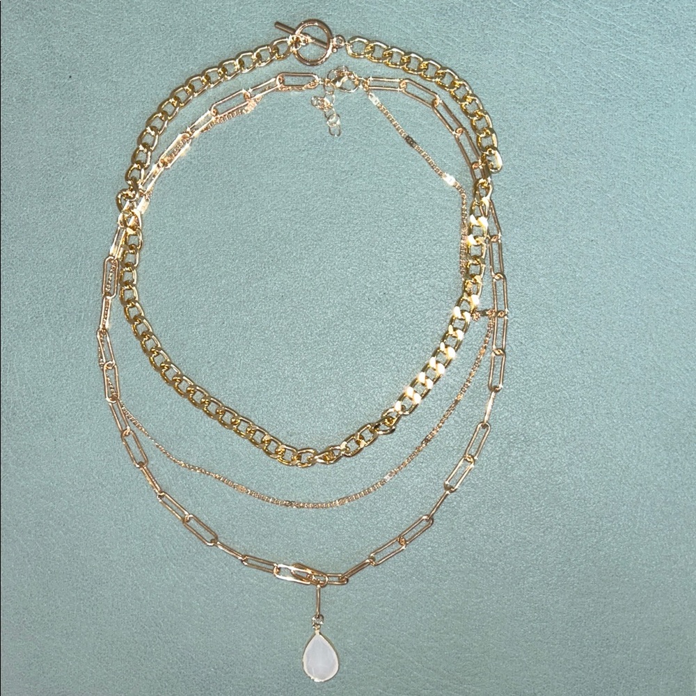 14k Gold Plated Elegant Gold Layered Necklace Set NWT